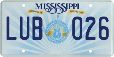 MS license plate LUB026