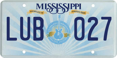 MS license plate LUB027