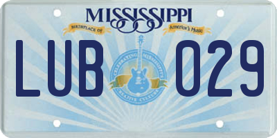 MS license plate LUB029