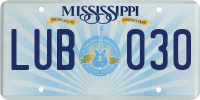 MS license plate LUB030