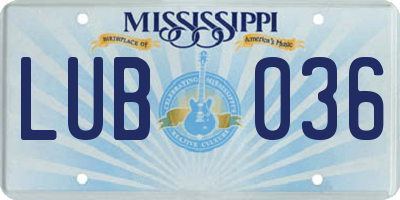 MS license plate LUB036