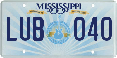 MS license plate LUB040