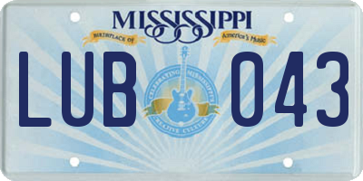 MS license plate LUB043