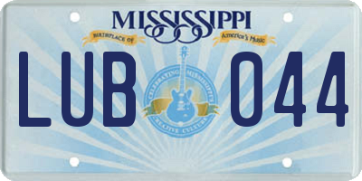 MS license plate LUB044