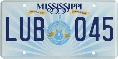 MS license plate LUB045
