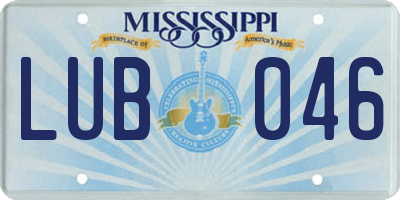 MS license plate LUB046