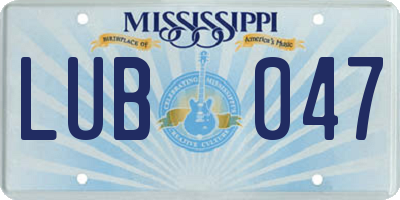 MS license plate LUB047