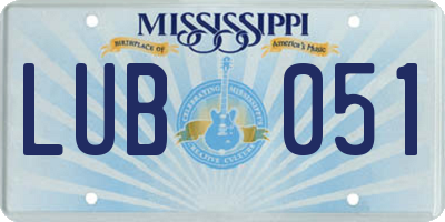 MS license plate LUB051