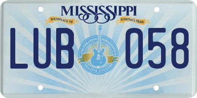 MS license plate LUB058