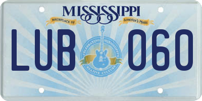 MS license plate LUB060