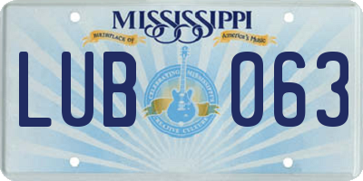 MS license plate LUB063