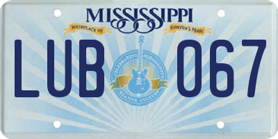 MS license plate LUB067