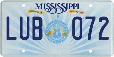 MS license plate LUB072