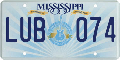 MS license plate LUB074