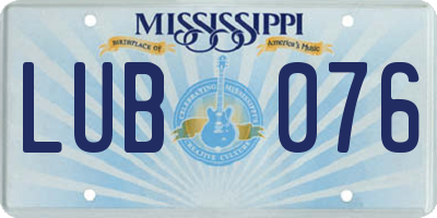 MS license plate LUB076