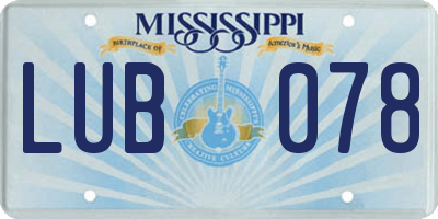 MS license plate LUB078