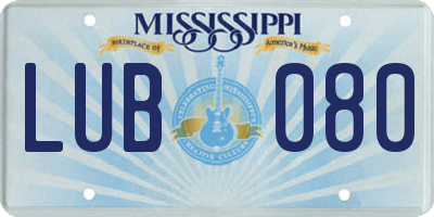 MS license plate LUB080