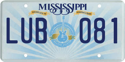 MS license plate LUB081