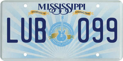 MS license plate LUB099