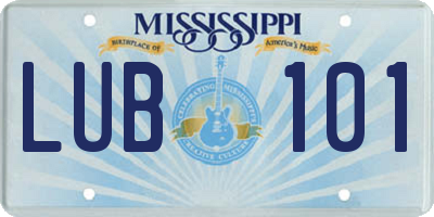 MS license plate LUB101