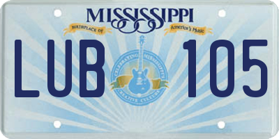 MS license plate LUB105