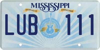 MS license plate LUB111