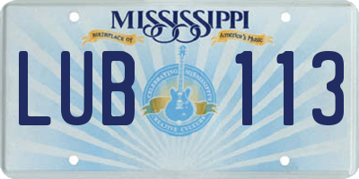MS license plate LUB113