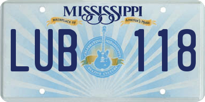 MS license plate LUB118