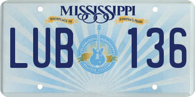MS license plate LUB136