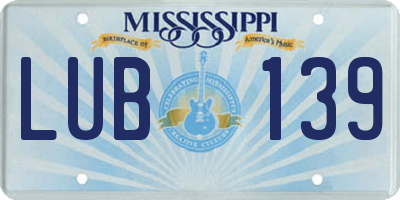 MS license plate LUB139
