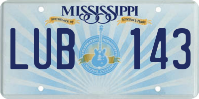 MS license plate LUB143