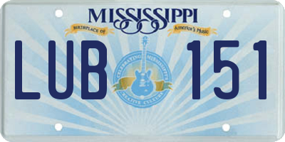 MS license plate LUB151