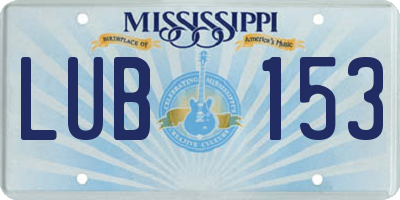 MS license plate LUB153