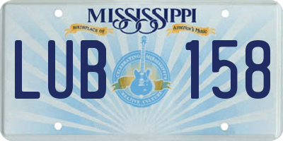 MS license plate LUB158