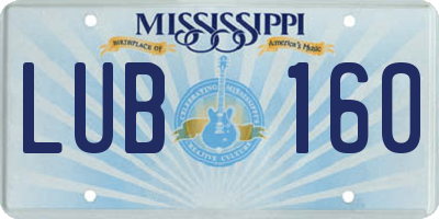 MS license plate LUB160