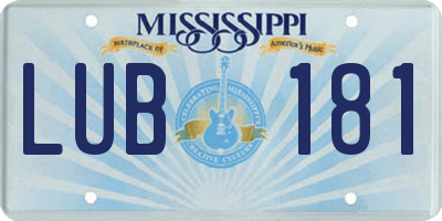 MS license plate LUB181