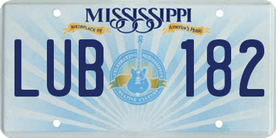 MS license plate LUB182