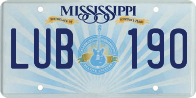 MS license plate LUB190