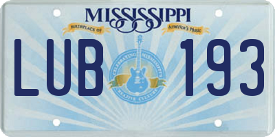 MS license plate LUB193