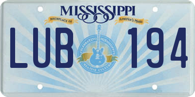 MS license plate LUB194