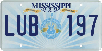 MS license plate LUB197