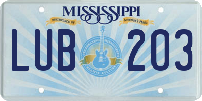 MS license plate LUB203