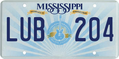 MS license plate LUB204