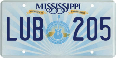 MS license plate LUB205