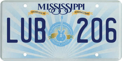 MS license plate LUB206