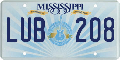 MS license plate LUB208