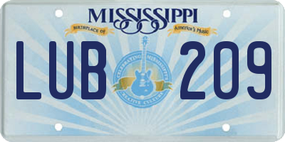 MS license plate LUB209