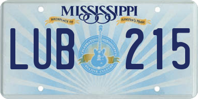 MS license plate LUB215
