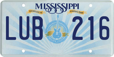 MS license plate LUB216