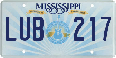MS license plate LUB217